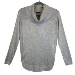 Stitch Fix Gray Cowl Neck Knit Sweater Ribbed Curved Hem Lety & Me